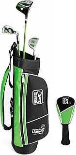 [PGA TOUR] G1 Series Kids Green Golf Club Set with 3 Clubs, Golf Bag & 5 Total Pieces | Golf Clubs and Sets for Heights 3'6" - 4'1" | Complete Golf Club Sets | Young Men & Women Golf Clubs Ages 3-5