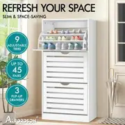 ALFORDSON Shoe Cabinet Organiser Storage Rack Flip-up Drawer 45 pairs White