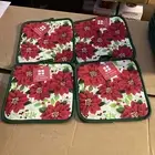 Lot Of 4 Pot Holder Christmas Poinsettia Holiday Kitchen Essential Home 8x8