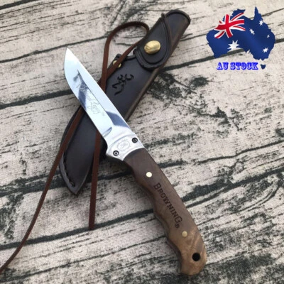 Browning Fixed Blade Knife with Leather Sheath Hunting Camping Stock Post