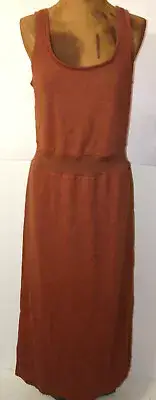 New Womens NWT PrAna S Cozy Up Maxi Dress Roux Brown Lyocell Hemp Slit Antiodor