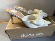 Dolce Vita Kayli Vanilla Pearl Pointed Toe Mule Pumps Sz 6.5