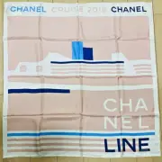 Chanel Coco Baby Pink Blue White Cruise Line Silk Square Scarf Bandana New Japan