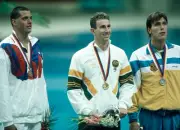 Matt Biondi of the USA , Duncan Armstrong of Australia and Anders - Old Photo
