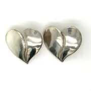 Vintage Sterling Signed 925 Gadi Mexico Rare Broken Heart Shape Stud Earrings