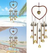 Unique Sweet Heart Dream Catcher Wind Chimes Brass Bell for Outdoor Garden