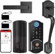 SMONET Keyless Entry Smart Front Door Lock Set Fingerprint Alexa Deadbolt BRONZE