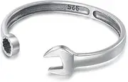 [HEYONA] Women Jewelry 925 Silver Sterling Bracelet Fashion Cuff Bangle Chain Bracelets,925 Silvering Bangle Vintage Creative Wrench Screw Cuff Bangle Adjustable Open Hip Hop Gothic Amulet Bracelet