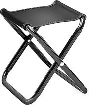 [Lizbin] Camping Stool, Portable Folding Stool, 11 Inch Foldable Stool, Folding Camping Stool, Foot Stool with Carry Bag, Load Capacity to 330lbs, for Outdoor, Travel, Hiking, Fishing, Beach (Black)