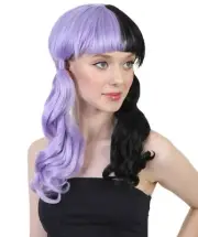 Purple Black Wavy Curly Ponytails Wig Cosplay Melanie Lolita Synthetic HW-1075
