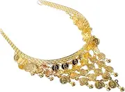[BESPORTBLE] Headgear Tribal Headband Hair Bands Gypsy Cosume Hair Chain Halloween Hair Hoop Halloween Prom Costume Coins Tassel Headband Head Band Golden Alloy
