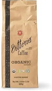 Vittoria Coffee 100% Certified Organic Arabica Coffee Beans 500g. Medium to Dark roast with Hazelnut, Wildberry, Honey and Lemon Tasting Notes and Perfect for Home Espresso Machines.