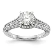 14kw Peg Set Simulated Diamond Fancy Halo Engagement Ring