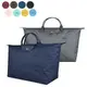 LONGCHAMP LE PLIAGE GREEN刺繡LOGO再生尼龍摺疊款短把拉鍊手提旅行袋(大/多色)