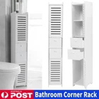 118cm Bathroom Storage Cabinet Organiser Cupboard Shelf Tall Slim Laundry Toilet