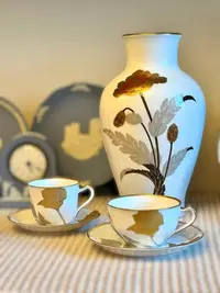 在飛比找Yahoo!奇摩拍賣優惠-日本第一西洋風格瓷器 大倉陶園OKURA咖啡杯 紅茶杯 花瓶