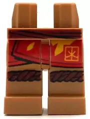 Lego New Medium Nougat Minifig Pants Legs Dark Red Sash and Knee Wrap Red Robe