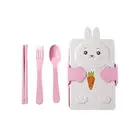 1 Set Lunch Container with Tableware Dining Cute Bunny Bear Design Children