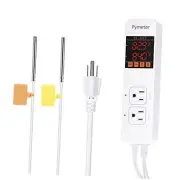 Dual Probe Plug in Temperature Controller Heat Mat Thermostat Reptile Temp