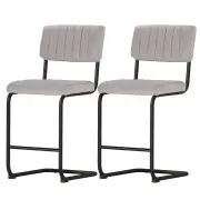 Set of 2 Bar Stools Velvet Chairs