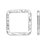 Component, 12 Silver Plated Steel Double Sided Hammered 12x12mm Square Links