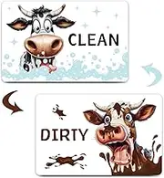 HSSPIRITZ Funny Cow Cute Cartoon Clean Dirty Dishwasher Magnet,Washing Machine Magnet Flip,Cow Kitchen Refrigerator Clean Dirty Sign,Double Sided Strong/Non Scratch(Cow)