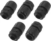 X AUTOHAUX M12x1.5 Cable Glands 10mm / 0.39" Bellows Waterproof Tensile Joint Straight-Through PA6 Nylon Black 5 Pcs