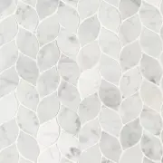MSI SMOT-BLAH Carrara White 12" x 14" Specialty Leaf Wall Mosaic - White