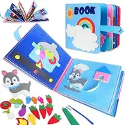 Quiet Book, KidsMontessori Busy Book for Toddlers Kids 1 2 3 4 to Develop Learning Basic Skills Preschool Learning Activities Educational Sensory Travel Toys, Soft Fabric Quiet Books for Children