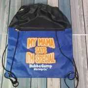 NEW Bubba Gump Shrimp Co MY MAMA SAYS I’M SPECIAL Drawstring Back Pack Sack Blue