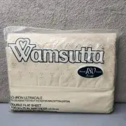 Vintage Wamsutta Sheet Double Size Flat White 180 Thread Count No Iron Ultracale