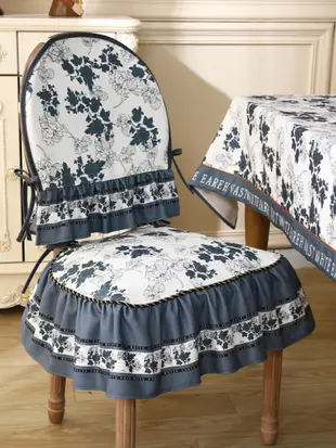 歐式簡約椅墊椅背套裝 美式輕奢田園高級感餐椅坐墊 (8.3折)