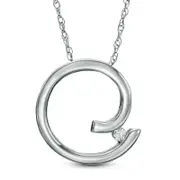 Natural Clarity Enhanced Accent Solitaire Spiral Pendant in 10K White Gold