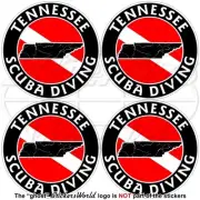 TENNESSEE SCUBA DIVING Flag-Map Shape USA Circular Vinyl Stickers Decals 50mm x4