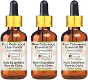 Greenwood Essential Pure Cedarwood Essential Oil (Juniperus virginiana) with Glass Dropper Steam Distilled for Personal Care (Pack of Three) 100ml X 3 (10oz)
