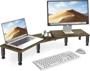 AX WABER Dual Monitor Stand Riser, Monitor Stand with Adjustable Length and Angl