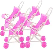 COSMEVIVI 4pcs Doll Stroller Toys Kid Toys Toy Dollhouse Toys Doll Girl Toy Stroller for Dolls Stroller for Pretend Play Stroller Plastic Pink