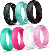[WOFASHPURET] Glittering Slicone Rings Protective Rings Flash Powder Beach Rings Pearlescent Rings Rubber Rings Silicone Wedding Rings Colorful
