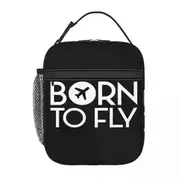 i1853 Born To Fly Flight Attendant Flight Attendant Insulated Lunch Bag Women Leakproof Cooler Thermal Lunch Tote Kids School Children swg3085