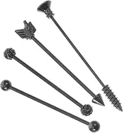 [FOMIYES] Stylish Industrial Barbell Stud Earrings Double Ear Holes Arrow Design Comfortable Stainless Steel Piercing Jewelry
