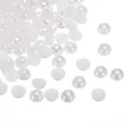 300pcs Flatback Pearls 12mm ABS Plastic Half Round Dome Pearls, Bright White
