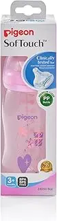 Pigeon Softouch Peri Plus Clear PP Feeding Bottle, Pink, 240 ml