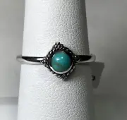 Sizes 7-9 Round Turquoise, Square Setting 925 STERLING Silver Halo Braid RING