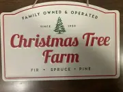 CHRISTMAS DECOR METAL SIGN CHRISTMAS TREE FARM FIR SPRUCE PINE