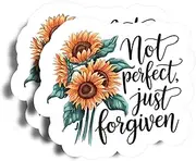 Not Perfect, Just Forgiven Magnets - 5" On Longest Side - Sunflowers - 2 Pack -Thick Strong Magnet - Bumper Magnets for Fridge, Toolbox, Cars - Made in USA - PLDFMAG1597