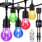 Outdoor Patio Lights Color Changing,48FT RGB LED String Lights with E26 Shatt...