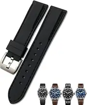 LDCBFTR 20mm 21mm 22mm Rubber Silicone Black Blue Watchbands for IWC PILOT Mark 18 Watch Sports Strap WFJ, 22mm