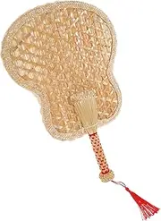 ABOOFAN Retro Charm Handmade Hand Fans Woven Portable Summer Handheld Fan Natural Straw Summer Cooling Accessories