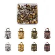 1Set Antique Barrel Column Leather Cord Ends Glue in Terminator End Caps Finding