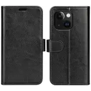 For iPhone 15 Plus Case, Premium PU Leather Folio Wallet Cover, Black